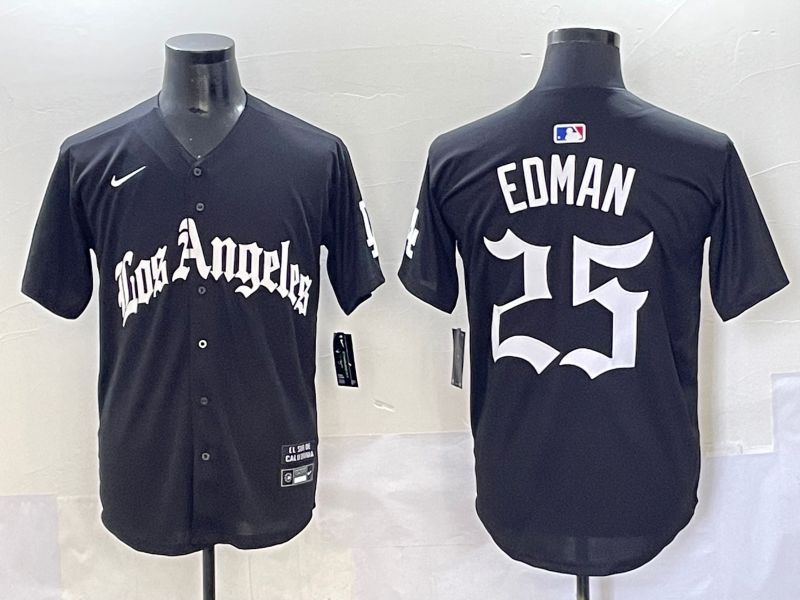 Men 2025 Los Angeles Dodgers #25 Edman Black Five generations Joint Name Nike MLB Jersey style 1